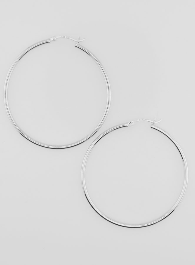 Créoles en Argent Rhodié 925 - 50mm (pic 1)