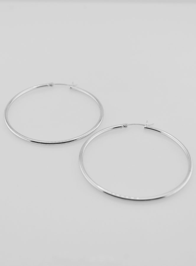 Créoles en Argent Rhodié 925 - 50mm (pic 2)