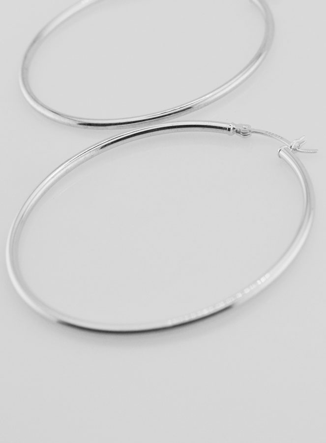 Créoles en Argent Rhodié 925 - 50mm (pic 3)