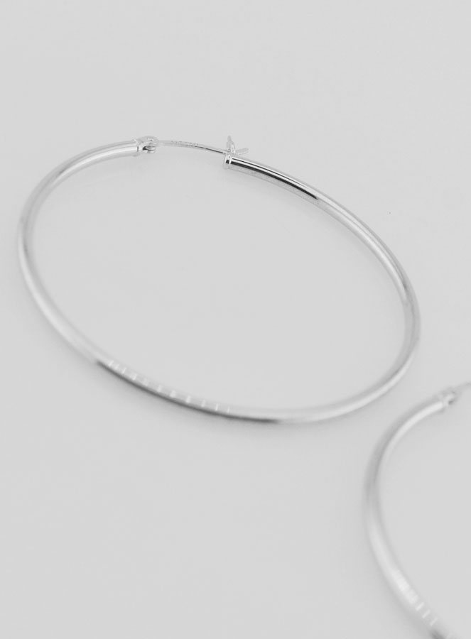 Créoles en Argent Rhodié 925 - 50mm (pic 4)