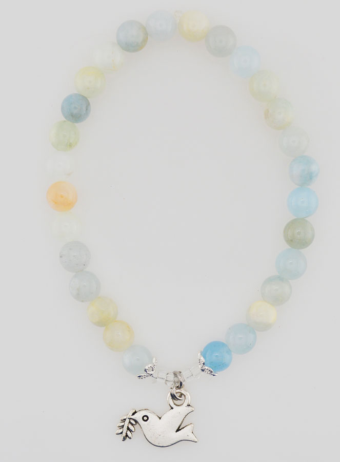 Bracelet de Confirmation en Pierres Naturelles d'Aigue Marine & Esprit Saint (pic 1)