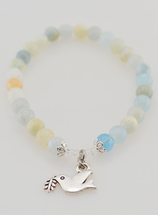 Bracelet de Confirmation en Pierres Naturelles d'Aigue Marine & Esprit Saint (pic 2)