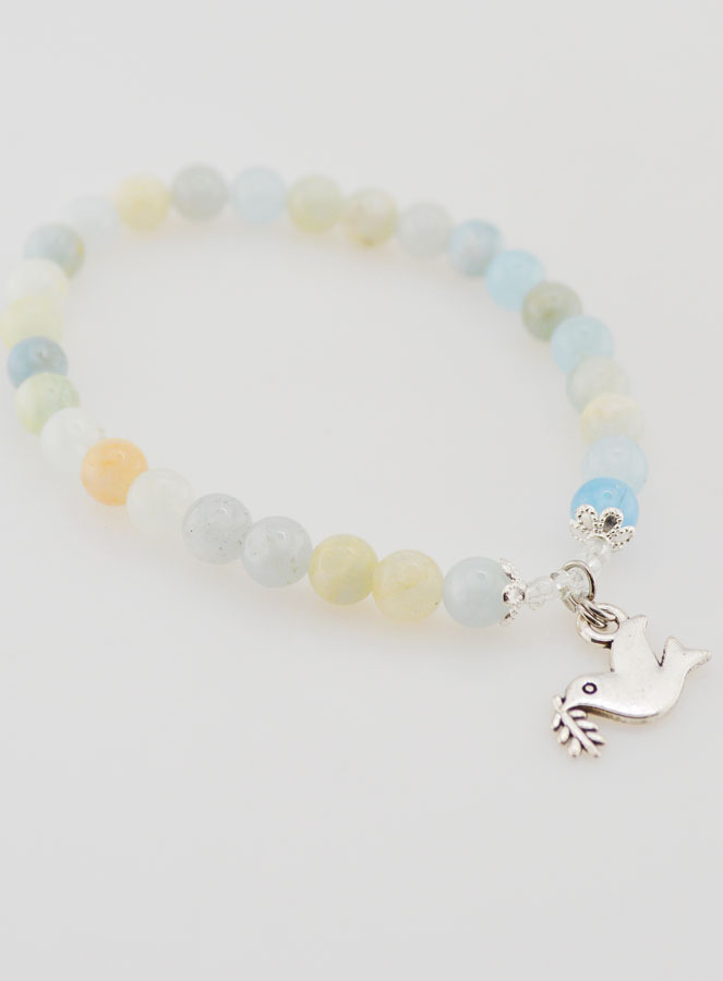 Bracelet de Confirmation en Pierres Naturelles d'Aigue Marine & Esprit Saint (pic 3)