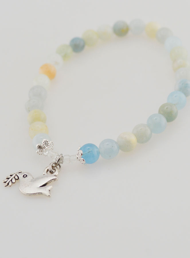 Bracelet de Confirmation en Pierres Naturelles d'Aigue Marine & Esprit Saint (pic 4)