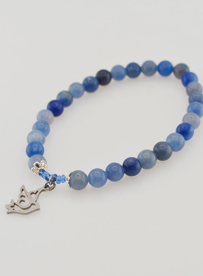 Bracelet de Confirmation en Pierres d'Aventurine Bleue & Esprit Saint (pic 4)