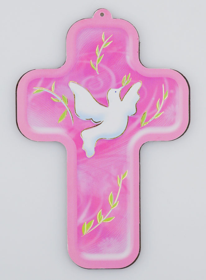 Croix Confirmante - Colombe de l'Esprit Saint - Rose (pic 1)