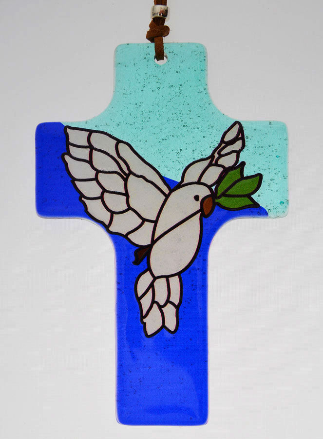 Croix Souvenir de Confirmation en Verre - Esprit Saint (pic 1)