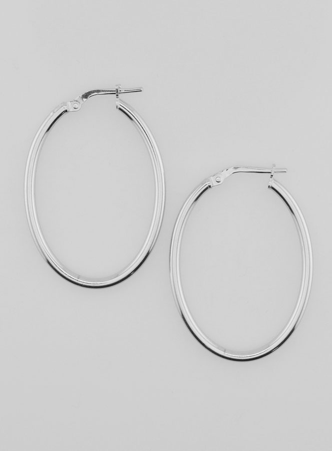 Créoles Ovales en Argent 925 Rhodié - 36mm (pic 1)