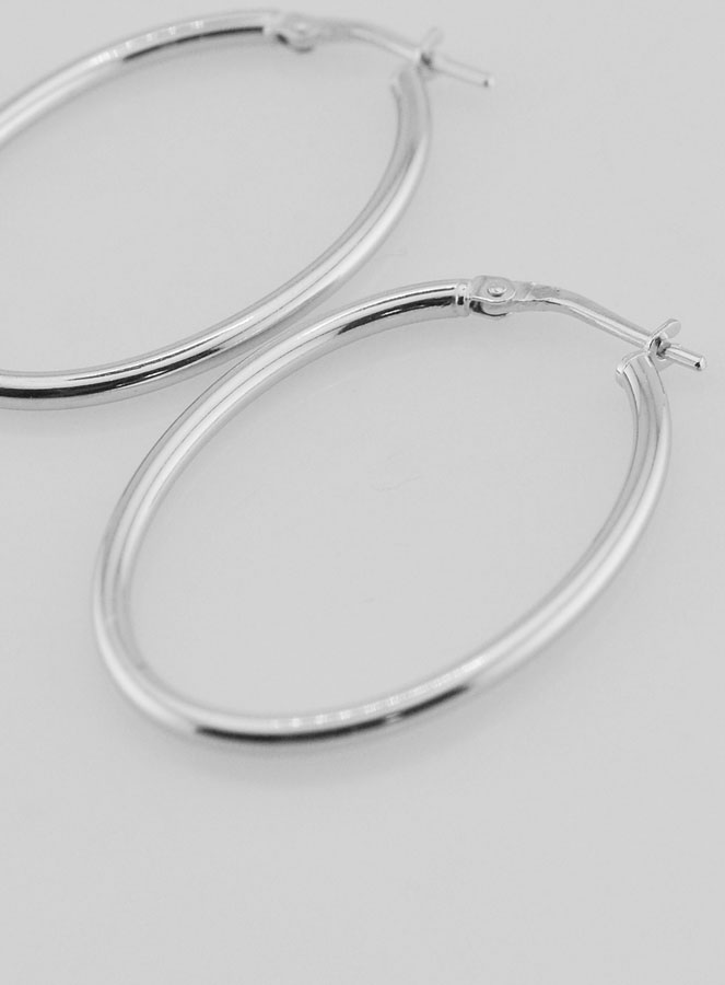 Créoles Ovales en Argent 925 Rhodié - 36mm (pic 3)