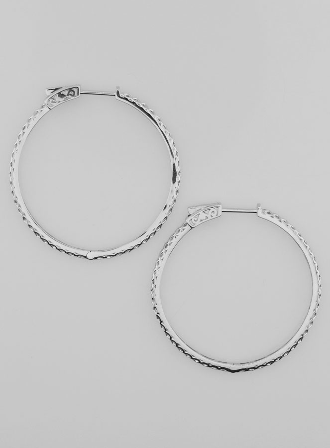 Créoles Ajourées Croisillons 40mm - Argent 925 Rhodié (pic 1)
