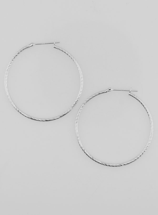Créoles Torsadées en Argent 925 Rhodié - 40mm (pic 1)