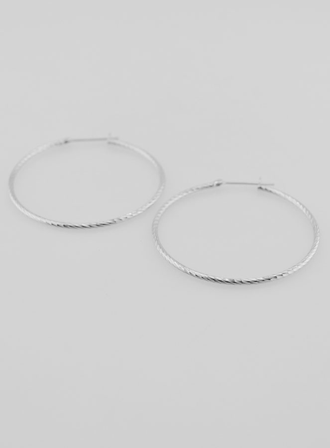 Créoles Torsadées en Argent 925 Rhodié - 40mm (pic 2)