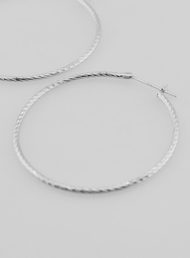 Créoles Torsadées en Argent 925 Rhodié - 40mm (pic 3)