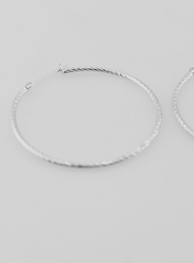 Créoles Torsadées en Argent 925 Rhodié - 40mm (pic 4)