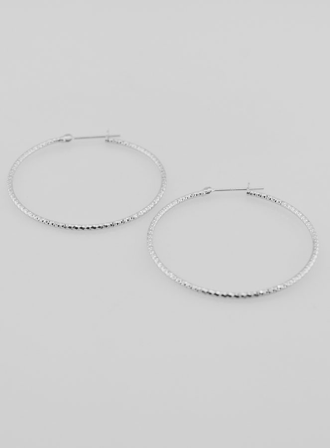 Créoles Martelées en Argent 925 Rhodié - 40mm (pic 2)