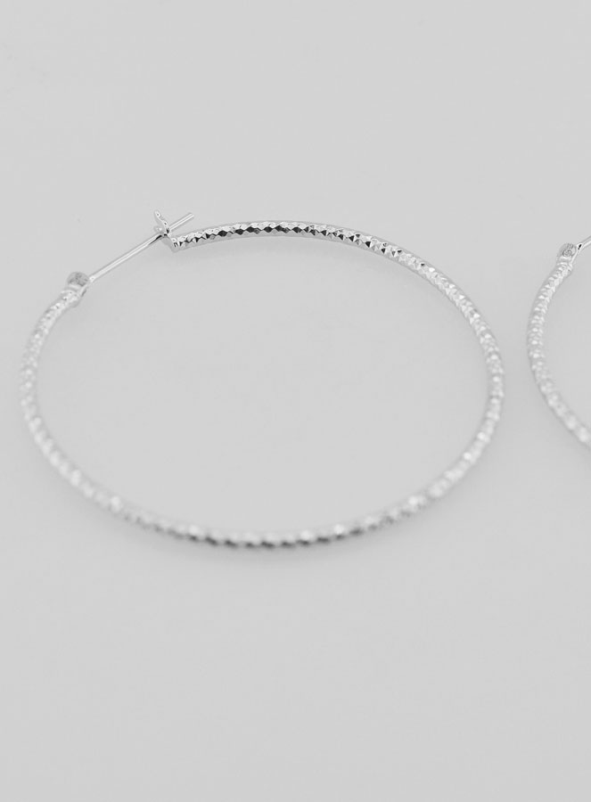 Créoles Martelées en Argent 925 Rhodié - 40mm (pic 4)