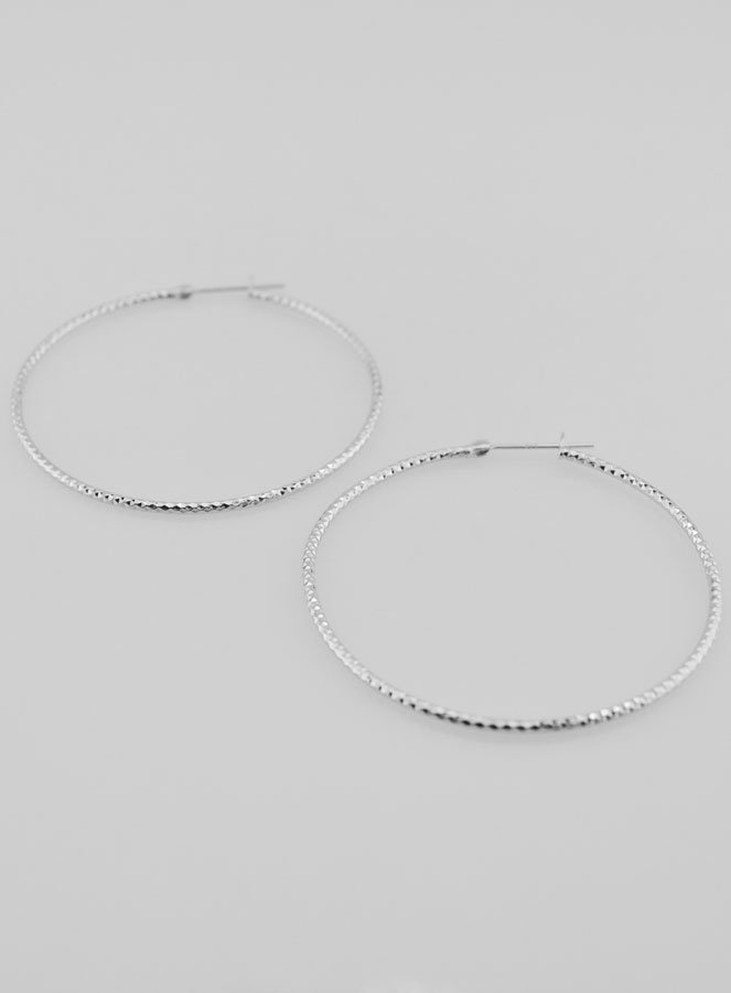 Créoles Martelées en Argent 925 Rhodié - 50mm (pic 2)