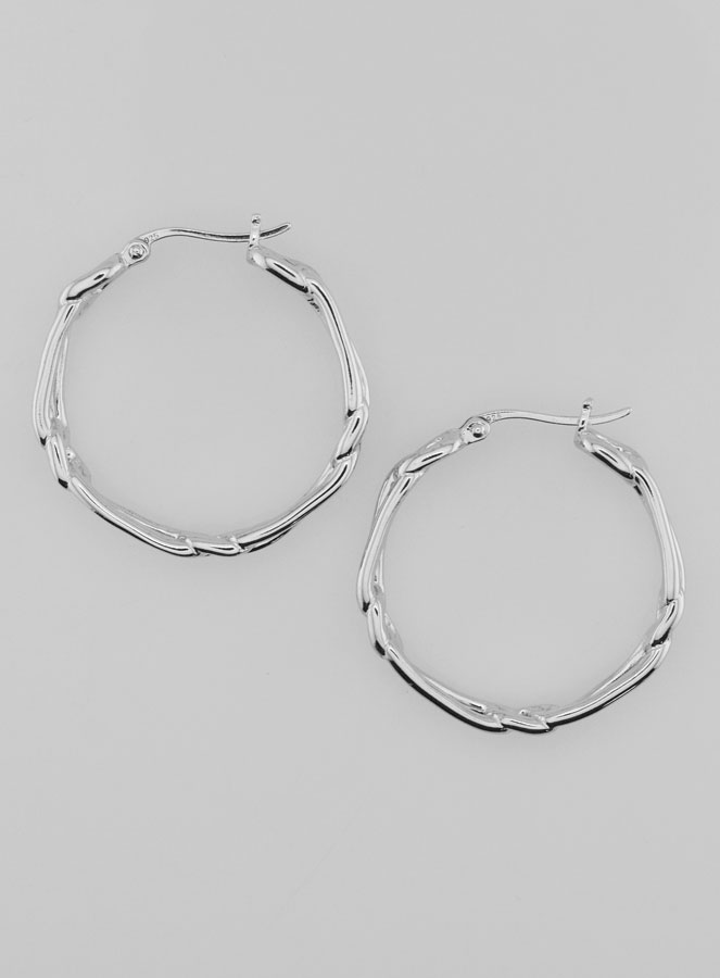 Créoles Maille Cheval en Argent Rhodié 925 - 30mm (pic 1)