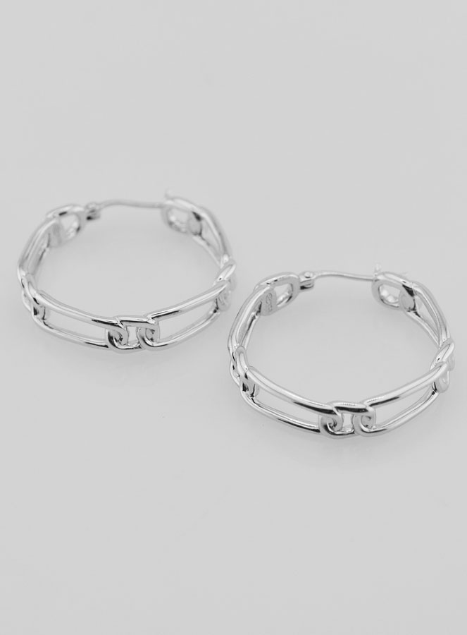 Créoles Maille Cheval en Argent Rhodié 925 - 30mm (pic 2)