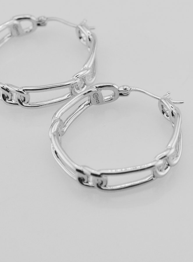 Créoles Maille Cheval en Argent Rhodié 925 - 30mm (pic 3)