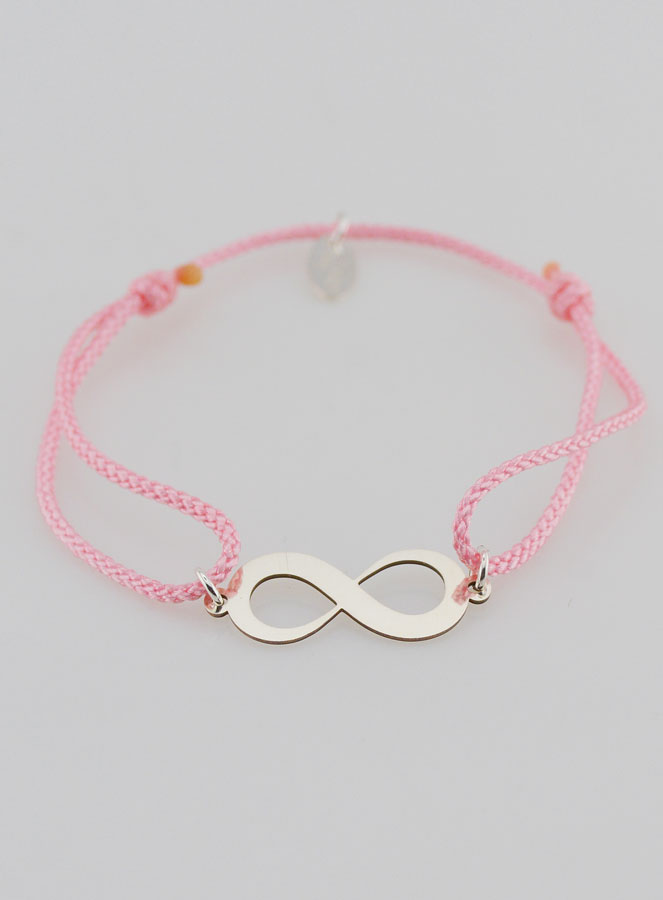 Bracelet Argent et Corde Rose - Infini (pic 2)