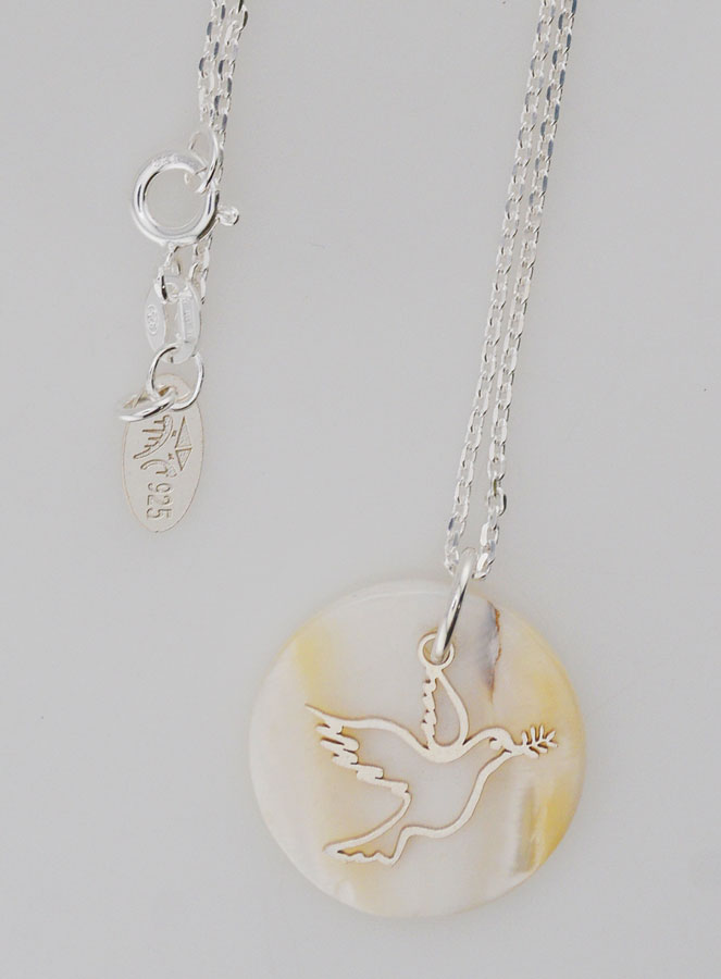 Collier Religieux Colombe - Argent & Nacre (pic 4)