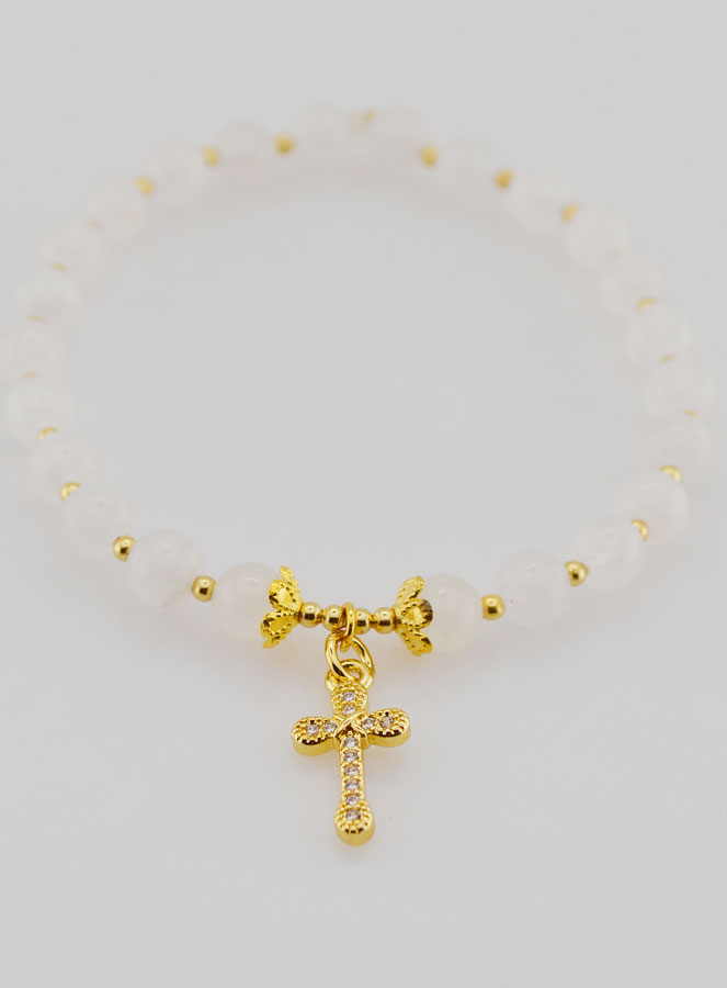 Bracelet Avec Croix - Pierre de Lune 6mm (pic 2)
