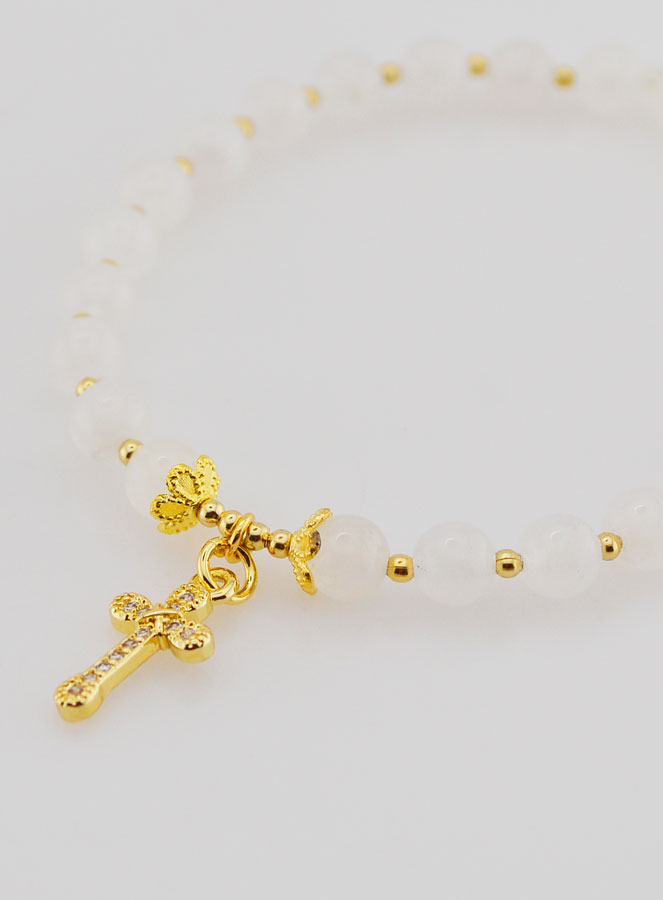Bracelet Avec Croix - Pierre de Lune 6mm (pic 3)