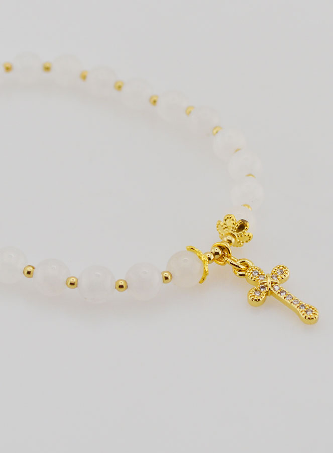 Bracelet Avec Croix - Pierre de Lune 6mm (pic 4)