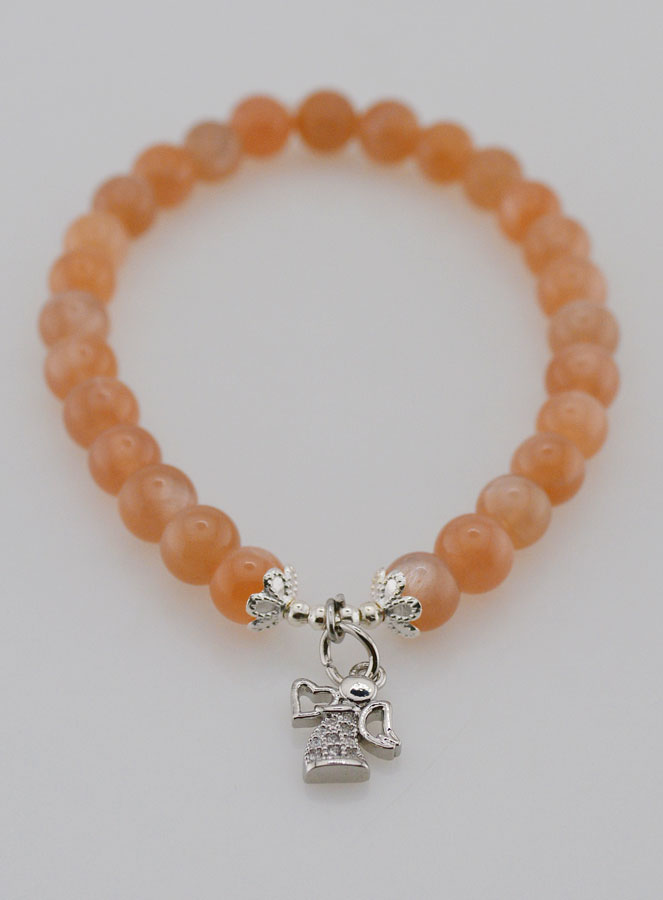 Bracelet en Pierre de Soleil 6mm - Ange Gardien (pic 2)