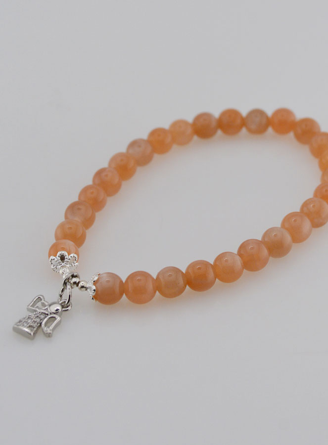Bracelet en Pierre de Soleil 6mm - Ange Gardien (pic 4)