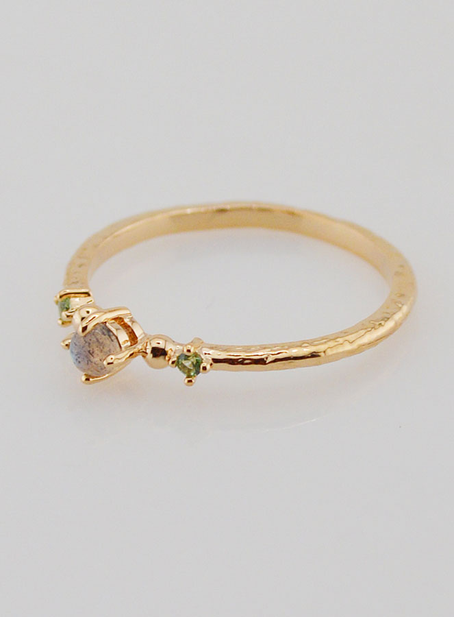 Bague Plaqué Or & Labradorite - Taille 54 (pic 2)