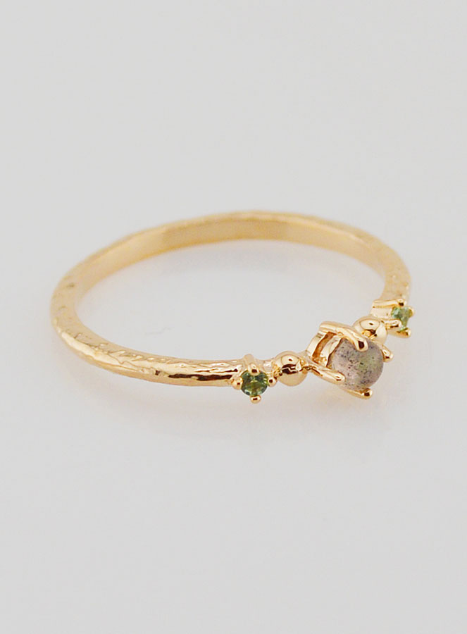 Bague Plaqué Or & Labradorite - Taille 54 (pic 3)