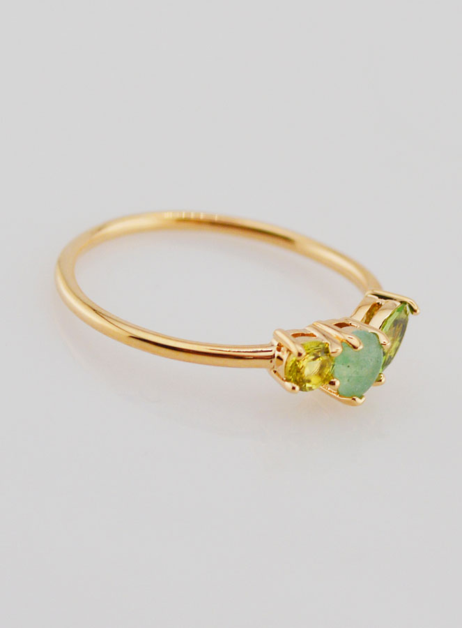 Bague Plaqué Or & Aventurine - Taille 54 (pic 3)