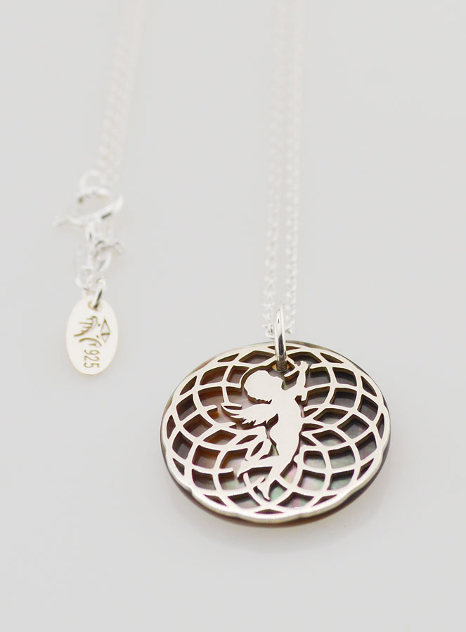 Collier Religieux Ange - Argent & Nacre Noire (pic 2)