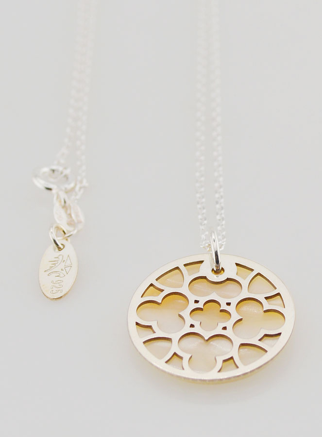 Collier Religieux Vitrail - Argent & Nacre Blanche (pic 2)