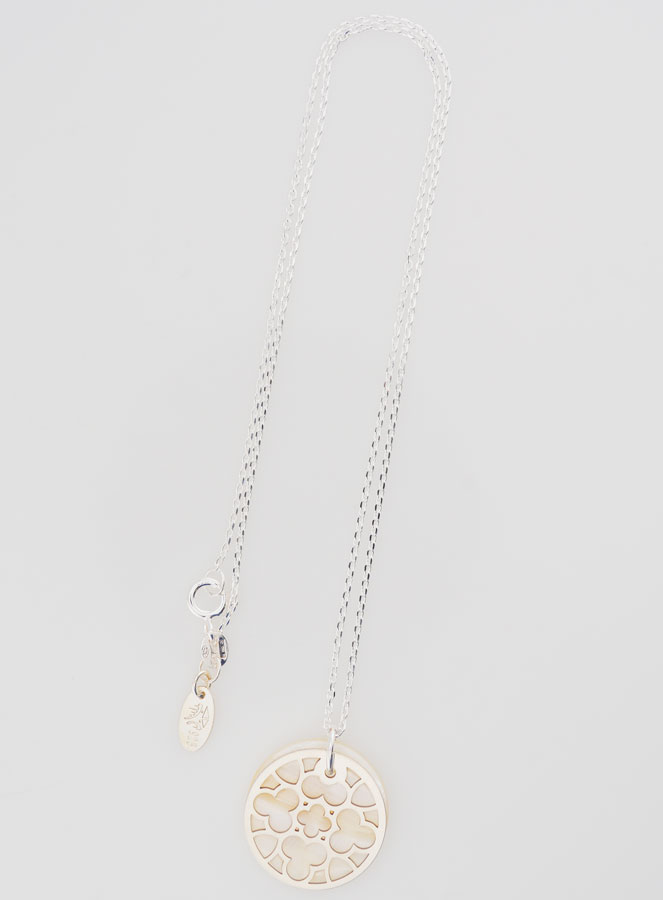 Collier Religieux Vitrail - Argent & Nacre Blanche (pic 3)