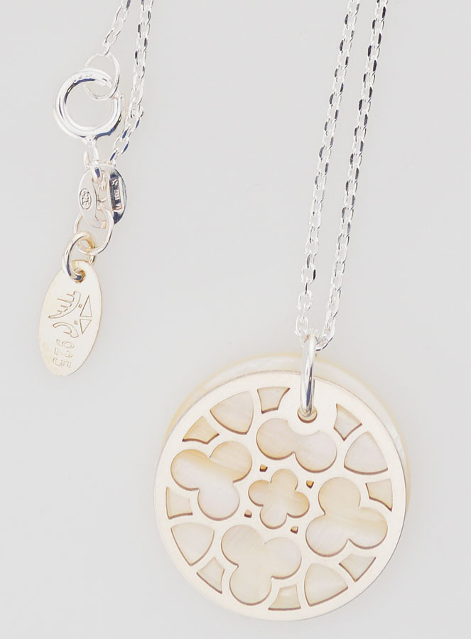 Collier Religieux Vitrail - Argent & Nacre Blanche (pic 4)