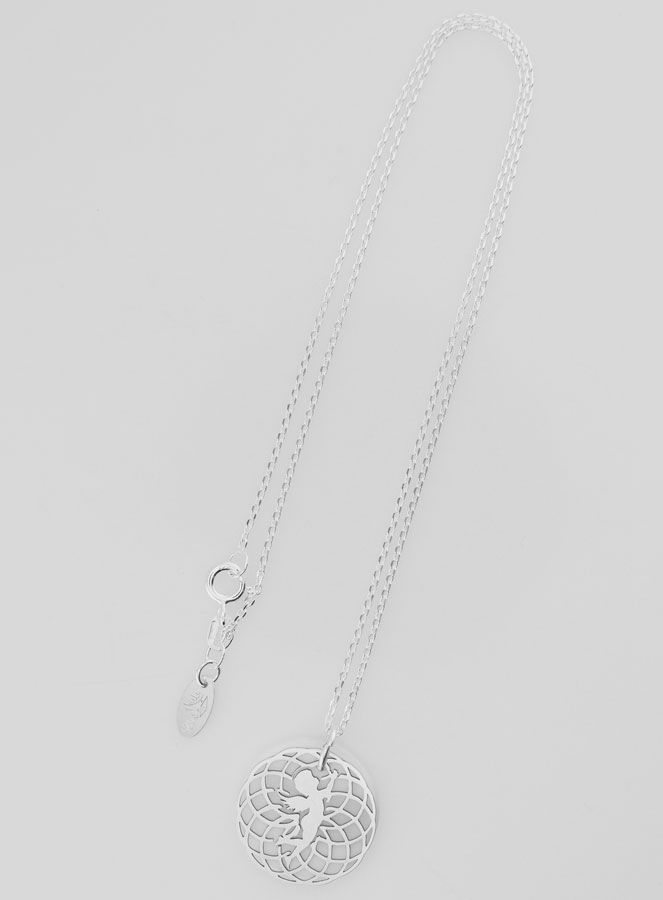 Collier Religieux Ange sur Rosace - Argent & Nacre Blanche (pic 3)