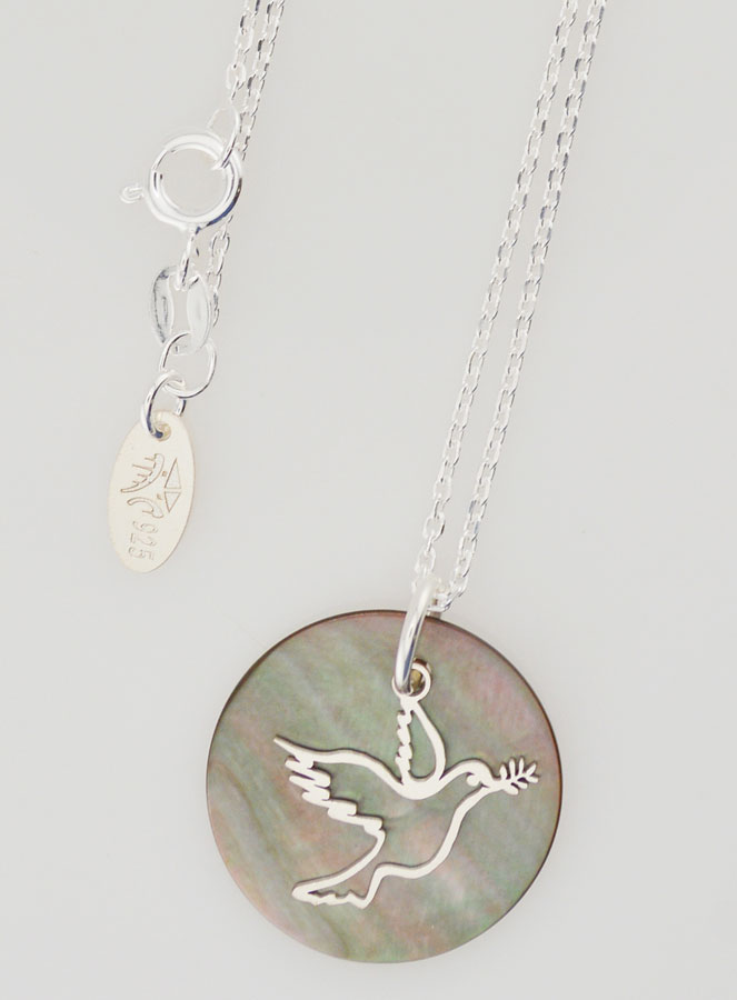 Collier Religieux Colombe Argent & Nacre Noire (pic 4)