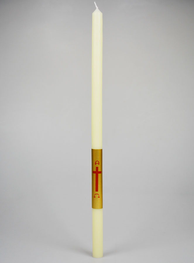 Cierge de Baptême Ivoire et Or - 50cm (pic 1)