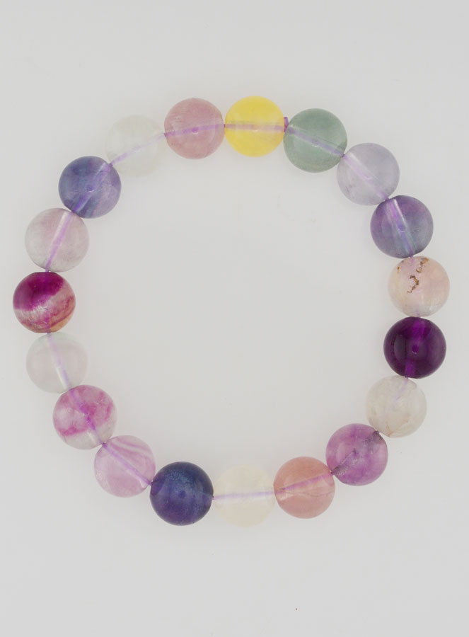 Bracelet en Pierre Naturelle de Fluorite Multicolore AA - 10mm (pic 1)
