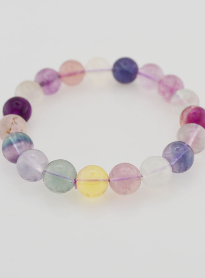 Bracelet en Pierre Naturelle de Fluorite Multicolore AA - 10mm (pic 2)