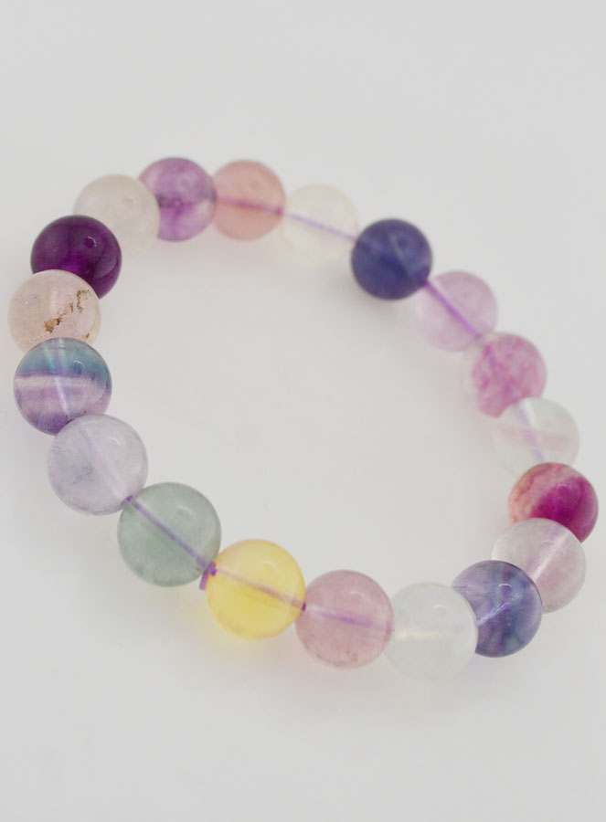 Bracelet en Pierre Naturelle de Fluorite Multicolore AA - 10mm (pic 3)