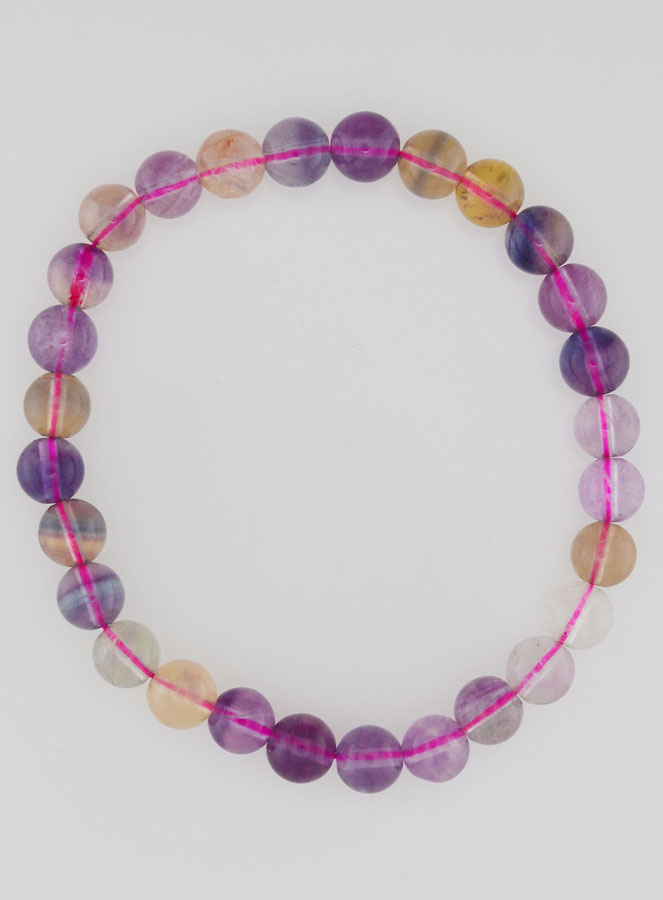 Bracelet en Pierre Naturelle de Fluorite Multicolore AA - 6mm (pic 1)