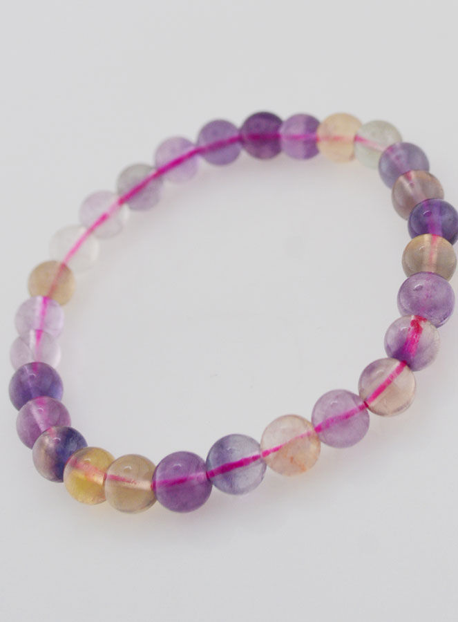 Bracelet en Pierre Naturelle de Fluorite Multicolore AA - 6mm (pic 4)