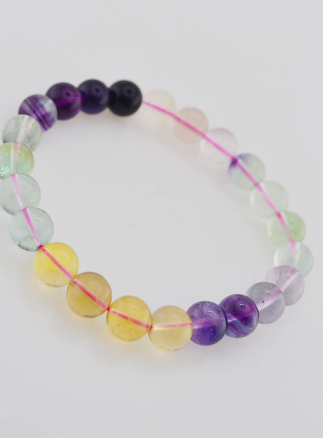 Bracelet en Pierre Naturelle de Fluorite Multicolore AA - 8mm (pic 3)