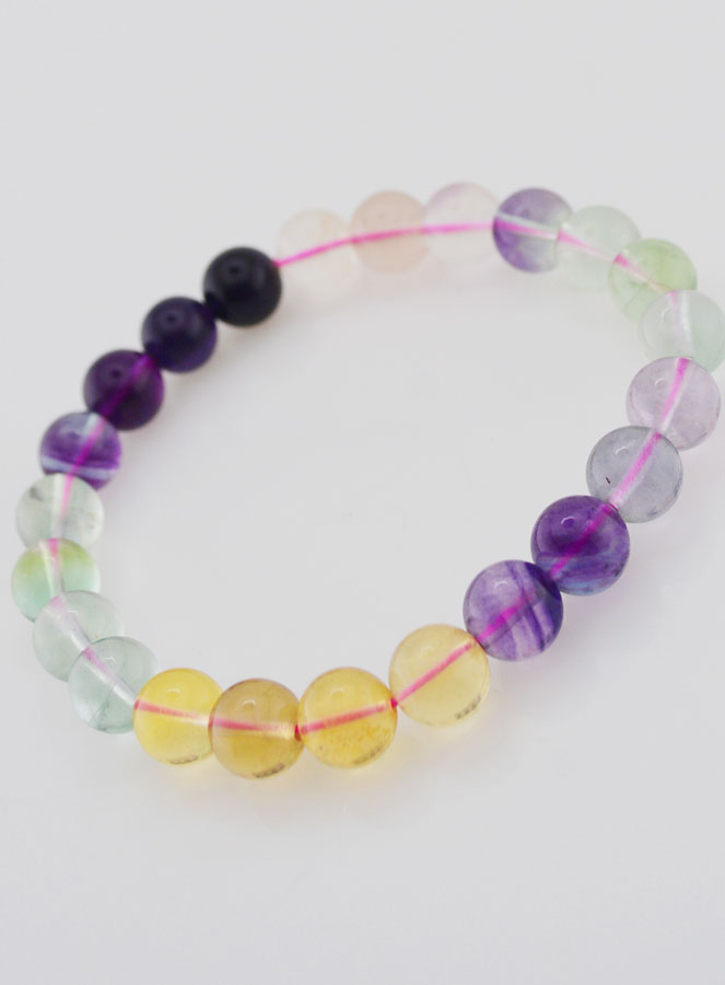 Bracelet en Pierre Naturelle de Fluorite Multicolore AA - 8mm (pic 4)
