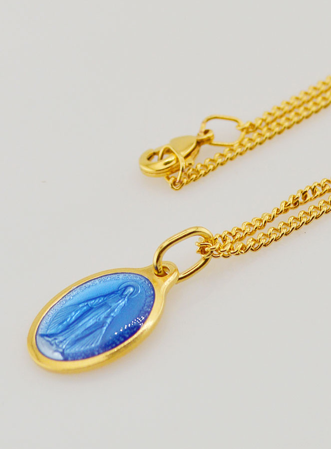 Médaille Miraculeuse Bleue & Chaîne 45cm (pic 1)