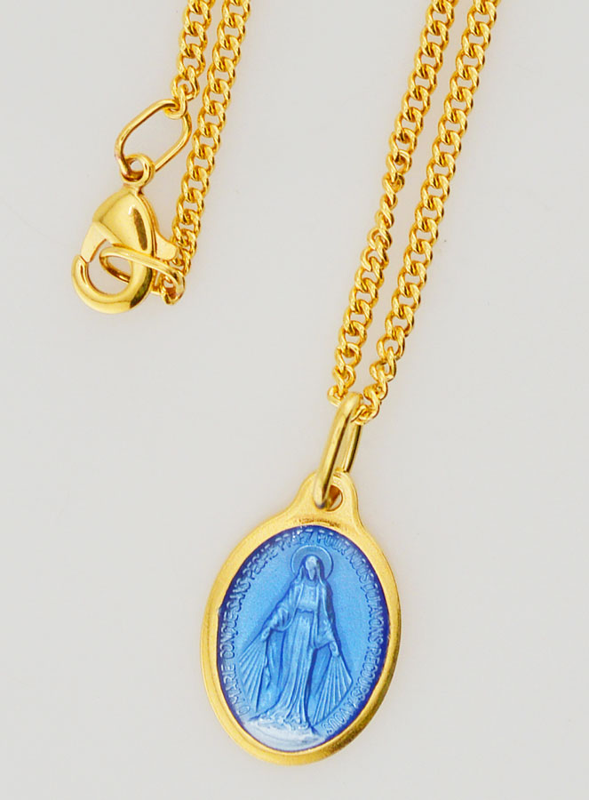 Médaille Miraculeuse Bleue & Chaîne 45cm (pic 4)